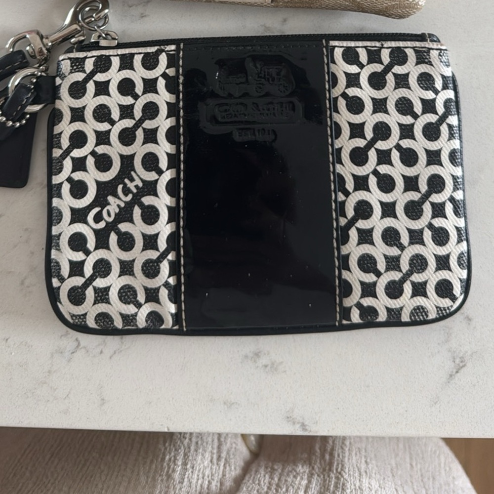 Coach Beige and Black Wristlet Set